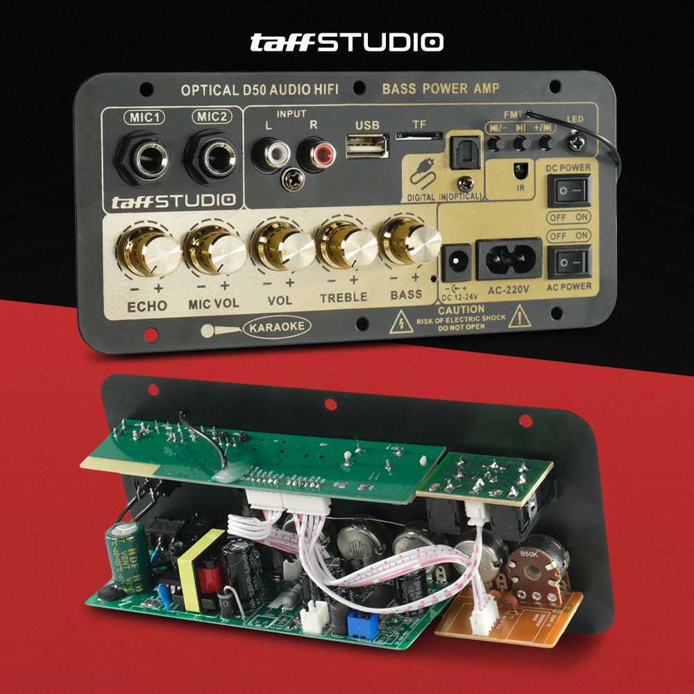 TaffSTUDIO D50 Papan Audio Amplifier Karaoke Bluetooth 5.0 Optical Fiber Port USB SD Card TF 300W Mo