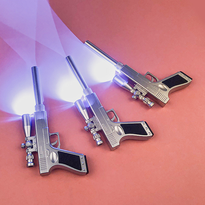 Creative Gun Gel Pen 0.5mm Black Ink with LED Light Office Student Gift Writing Pens Funny Toy Snipe