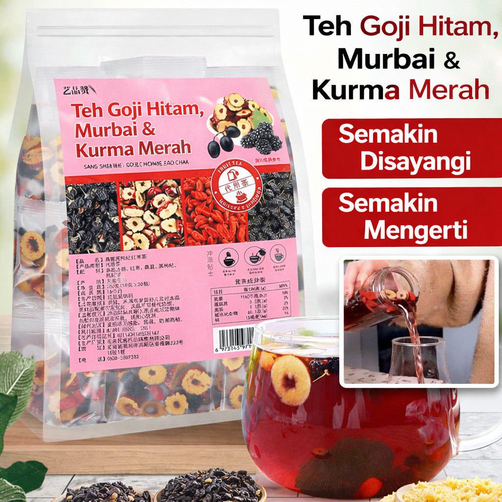 Beli 2 2 [Vitalitas yang Melonjak]Teh Herbal Ginseng dan Goji Berry Teh Kesehatan dengan Mulberry da