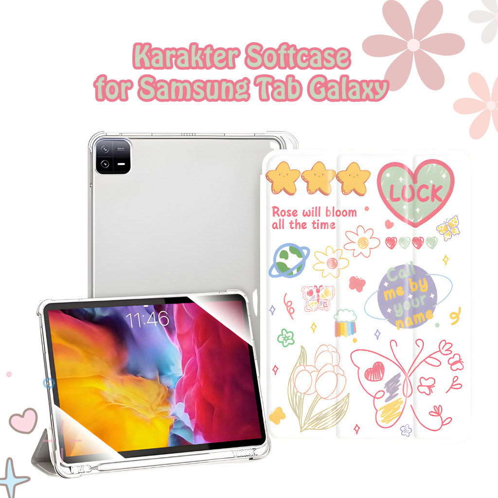 Animasi Cover Case Acrylic for Samsung Tab Galaxy A9/A9 Plus 11 Inch Cute Karakter Case for Samsung 