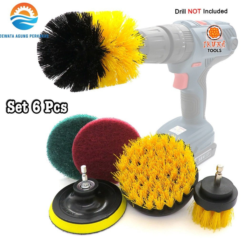 Mata Bor Sikat Pembersih Set 6 Pcs Sikat Pembersih Poles Lantai Dinding Tembok Ubin Kamar Mandi Clos