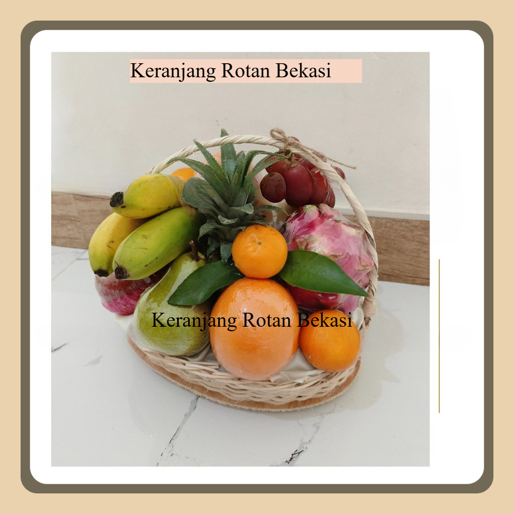 Hampers Parcel Buah Segar Model Ombak | Parsel Buah Elegan Keranjang Rotan Bekasi