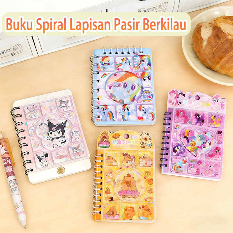 Buku Notes Goyang Glitter Lucu - Buku Saku Anak SD, Desain Menarik & Isi Pasir Bergerak untuk Main &