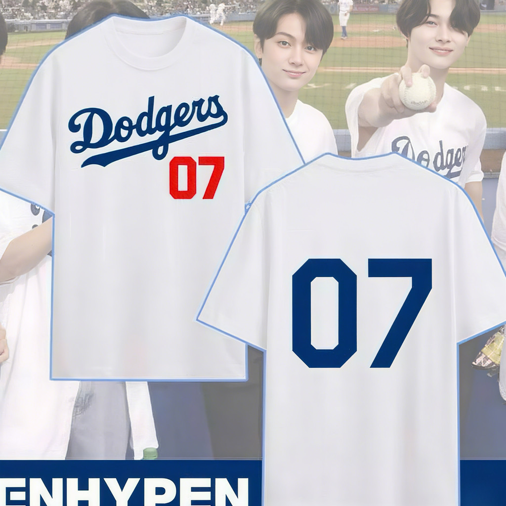COD | READY STOCK | Kaos Lengan Pendek Unisex Dodgers X Enhypen World, Katun 100% Adem Premium, Coco