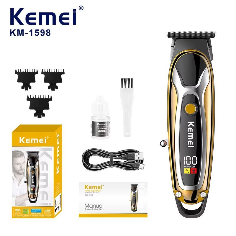 Alat Cukur Rambut Pria Kemei KM-1598 Original Mesin Cukur Profesional