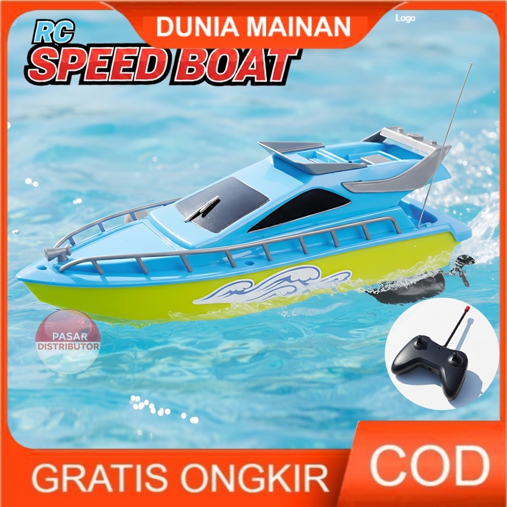DUNIA MAINAN  RC SPEED BOAT Kapal Remote Control Racing Boat Perahu Air  Perempuan -  Laki Laki / ma