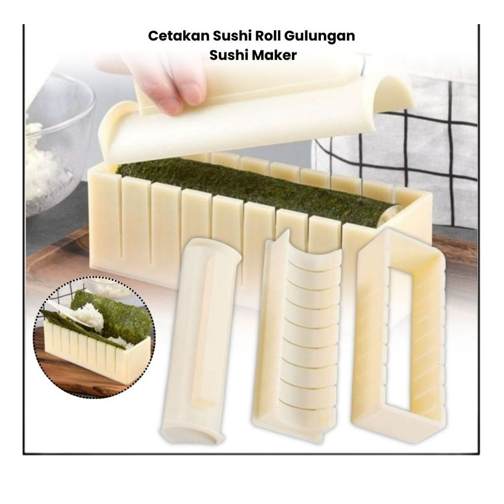 Cetakan Sushi Roll Gulungan Sushi Maker Otomatis Praktis / Cetakan Sushi Bulat Kimbab Gulung Onigiri