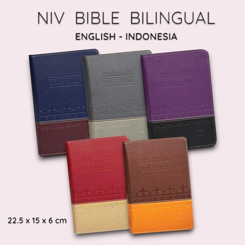 TERBARU Bible NIV Bilingual Sedang Dwi Bahasa Indonesia Inggris Alkitab Cover Two Tone Terjemahan Ba