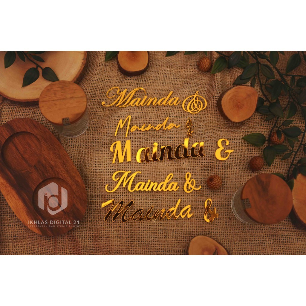 Akrilik Mahar/Akrilik Nama Pengantin/Akrilik Gold/Nama Pengantin/Hiasan Mahar