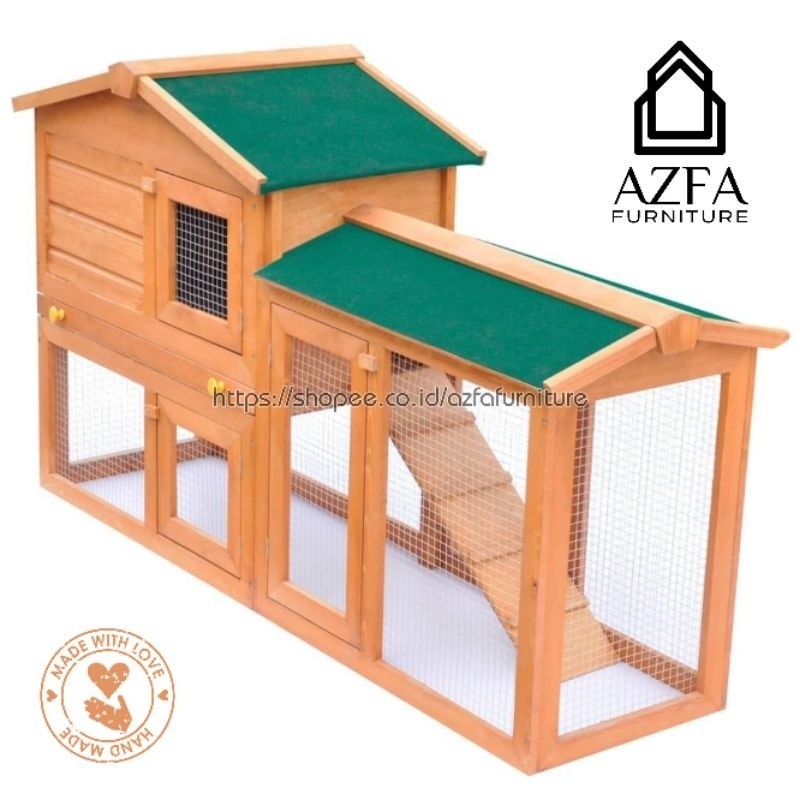 Kandang Kelinci Kayu Tingkat Minimalis | Rumah Kelinci Indoor Outdoor