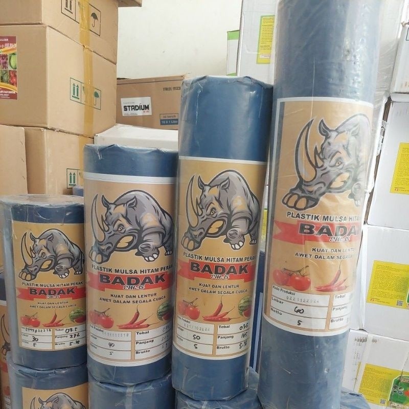 Plastik Mulsa Hitam Perak cap Badak 1 roll berat 5 kg