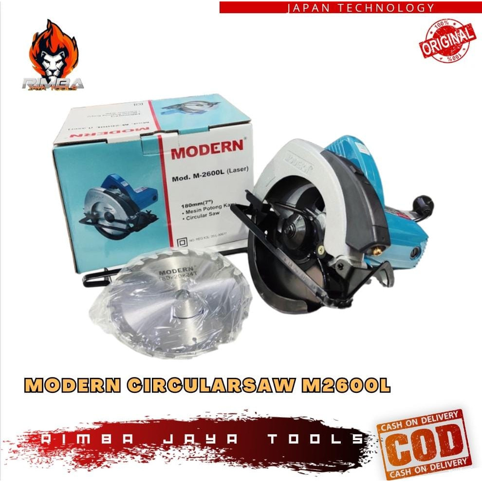 MODERN M2600L Circular Saw 7 Inch Gergaji Listrik Circle Potong Kayu Mesin M-2600 L Serkel -  Perlen