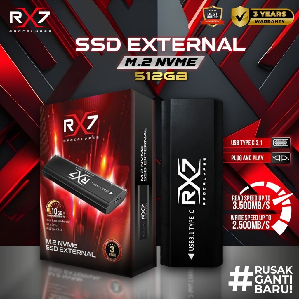 SSD M2 NVME EXTERNAL 512GB RX7 / ENCLOSURE M2 NVME + M2 NVME 512GB RX7