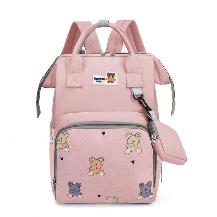 TAS BAYI 6040 - Tas Ransel Bayi 2in1 “Bear Mamypoko First” Diaper Bags Tas Perlengkapan Bayi Travell