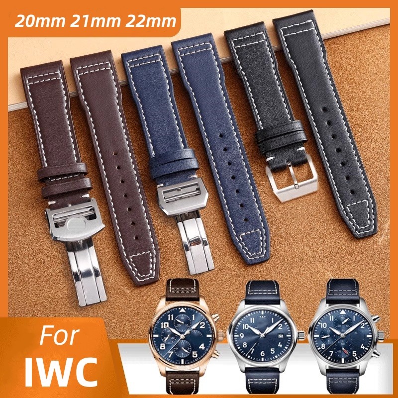 20mm 21mm 22mm Leather Watchband for IWC Portofino Portugue Automatic Pilot Mark Series Cowhide stra