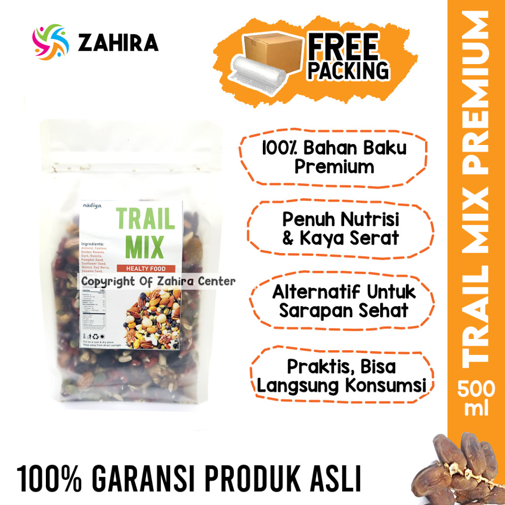 Trail Mix 500gr Camilan Sehat Dari Almond Mede Kacang Kismis Goji Berry Cranberry Penuh Nutrisi