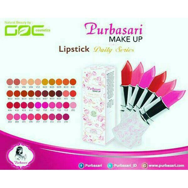 [RSX] Lipstik Warna lengkap Purbasari Daily Series 4g Cantik Minus Box Luar