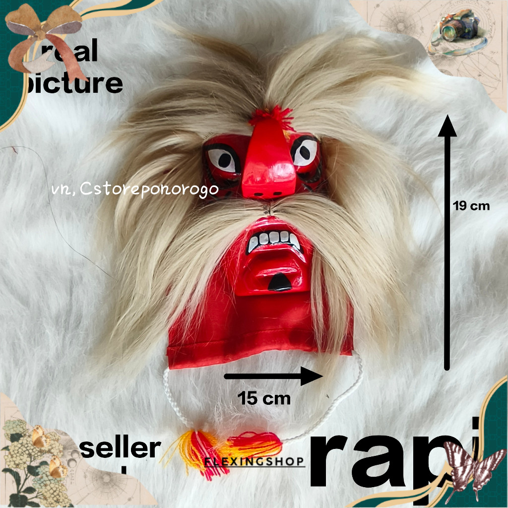 GANONGAN BIASA SINTETIS / topeng ganong / topeng bujang ganong / gedruk / jaranan / barongan / baron