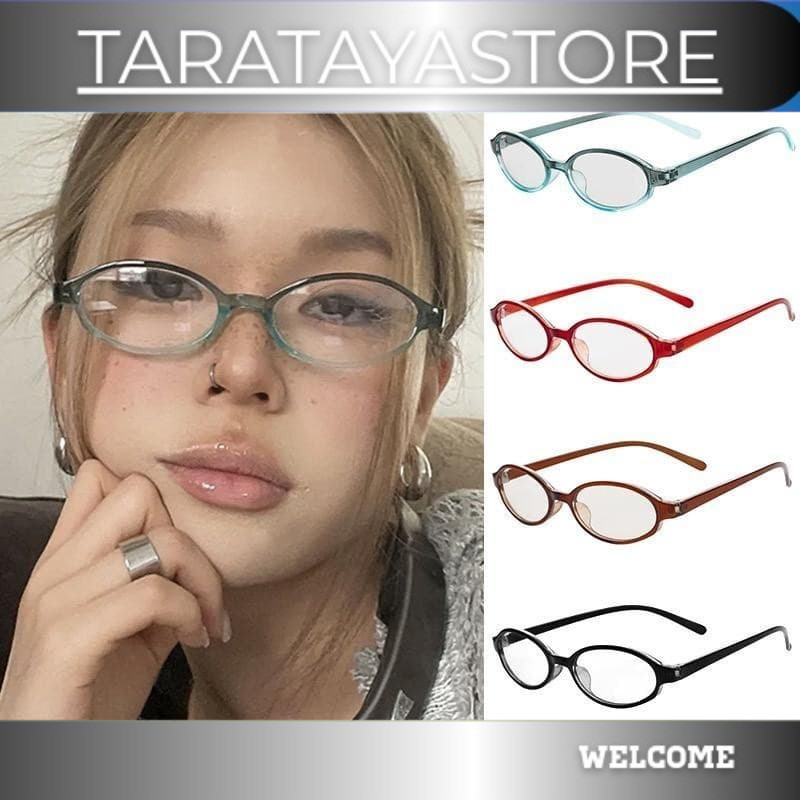 murah kacamata elips, bingkai kecil, frame tipis kaca transparan, hits pop punk, bingkai kacamata po