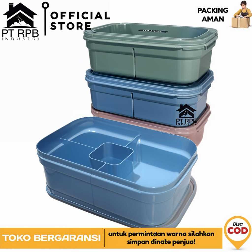 Lunch Box 4 Sekat Binguo Plastik | Kotak Bekal Makanan Misting Anak Bahan Plastik Tebal BPA Free