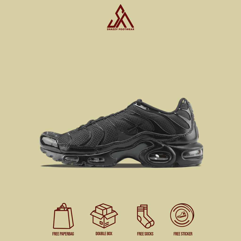 Sepatu Sneakers Nike Air Max TN Triple Black 100% Original Unisex