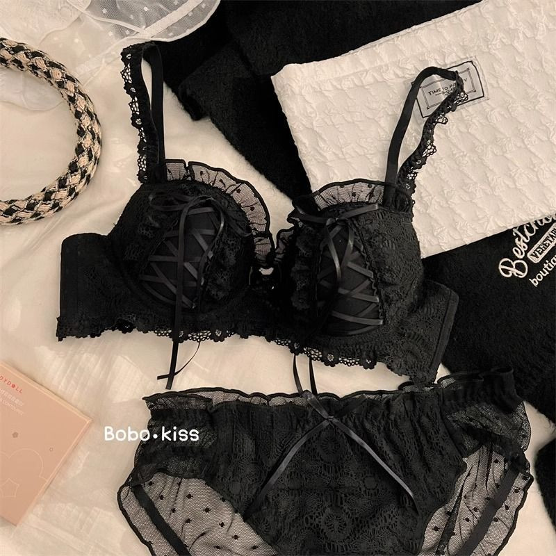 Set Bra Jepang Lolita Renda Manis 2026 - Push Up Payudara Kecil & Mencegah Turun