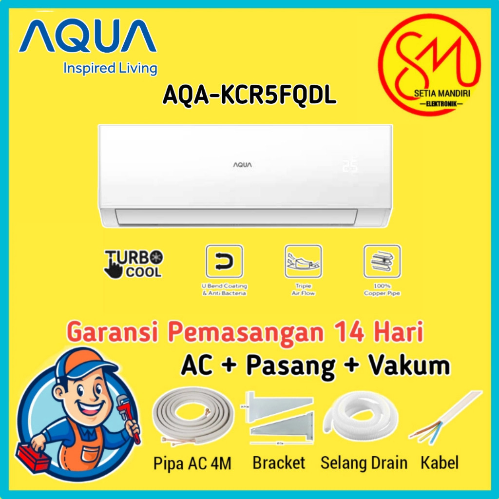 LS AC AQUA AQA-KCR5AHP/AHQ /AQA-KCR5FQDL/AQA-KCR5FQAL 1/2 PK GARANSI RESMI