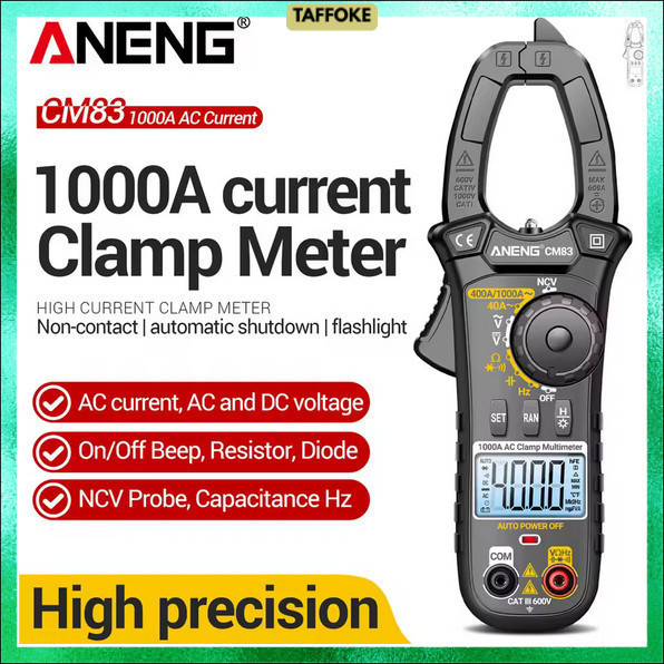 ANENG Clamp Meter Digital Multimeter Multitester LCD Flashlight 1000A - CM83