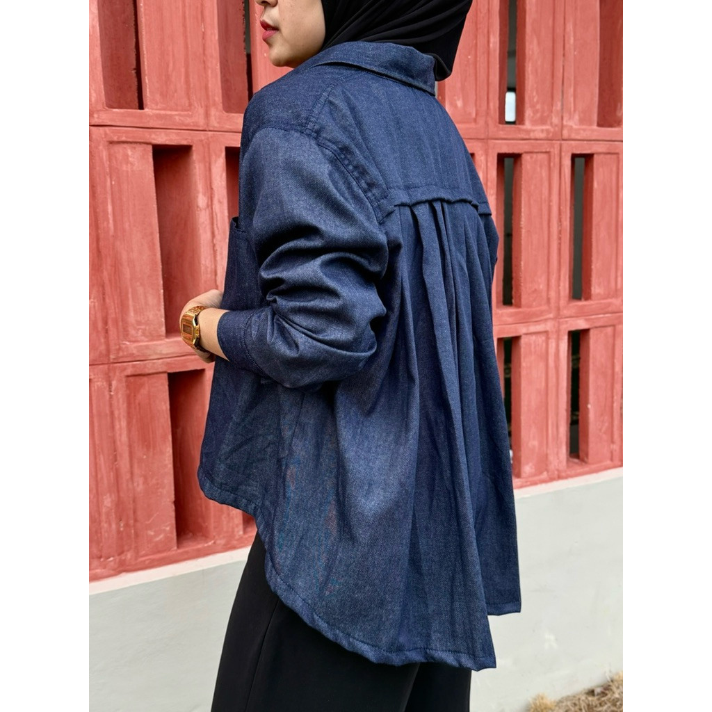 ZIZISHOP syalabell | jameela zipper | denim shirt | denim zipper | atasan wanita denim | denim jacke