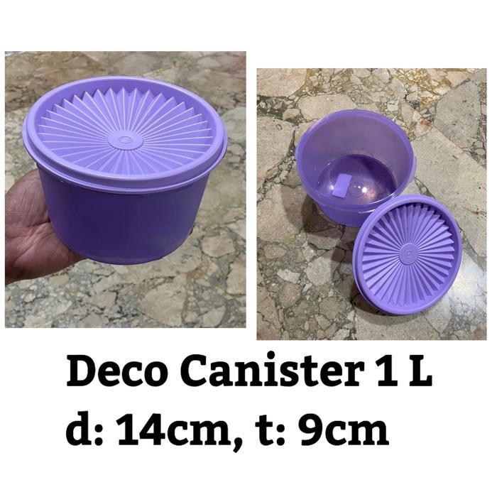 Toples Tupperware Deco Canister 1 Liter - Tempat Snack Kripik Krupuk Kacang Transparan dengan Fitur 