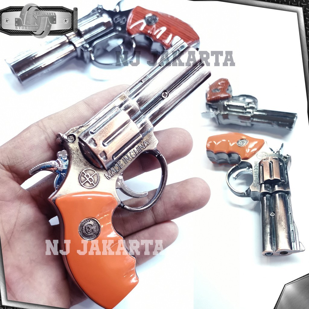 KOREK API PISTOL LASER POLICE MINIATUR LIGHTER GUN LED