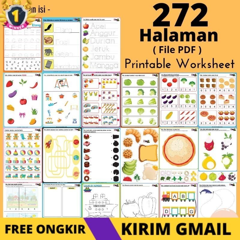 KS Printable WorKSheet (File Pdf) untuk anak usia 2-6 tahun- Lembar kerja anak