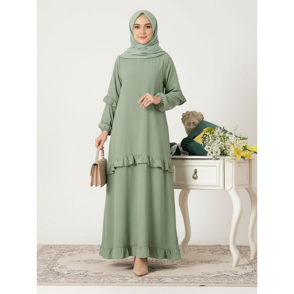 Mahalin gamis jumbo model terbaru / abaya terlaris kekinian / dres baju lebaran
