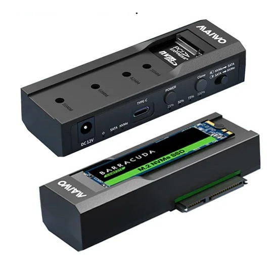 M2 NVMe to 25 35 Offline Clone Enclosure M2 to NVMe SSD HDD Cloner USBC TypeC Max 10Gbps Standalone 