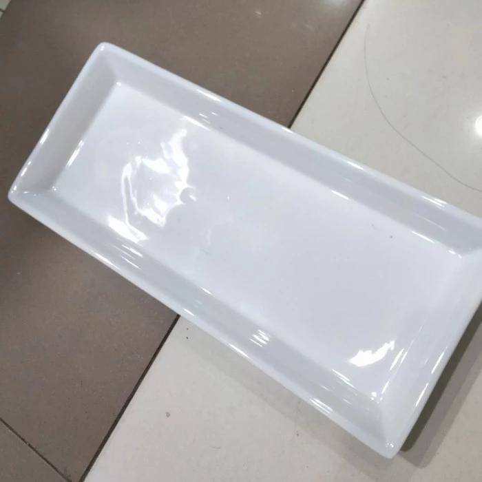 Piring saji keramik persegi 32 cm x 14 cm / Piring kotak BLANC