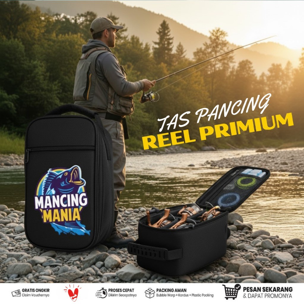 Tas Reel Pancing Anti Air Waterproof Bahan Tebal Jumbo