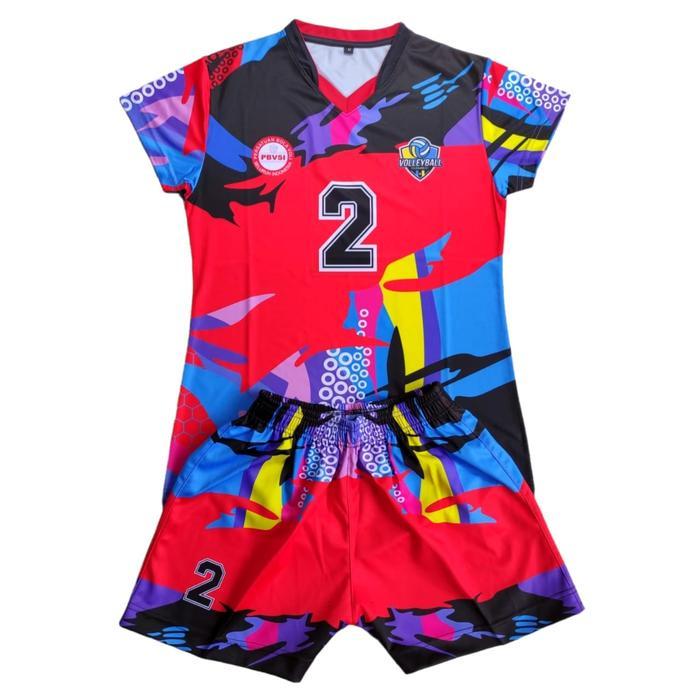 JERSEY VOLLY KAOS VOLI PROLIGA FULL PRINTING BAJU VOLLY WANITA PUTRI - 1, M