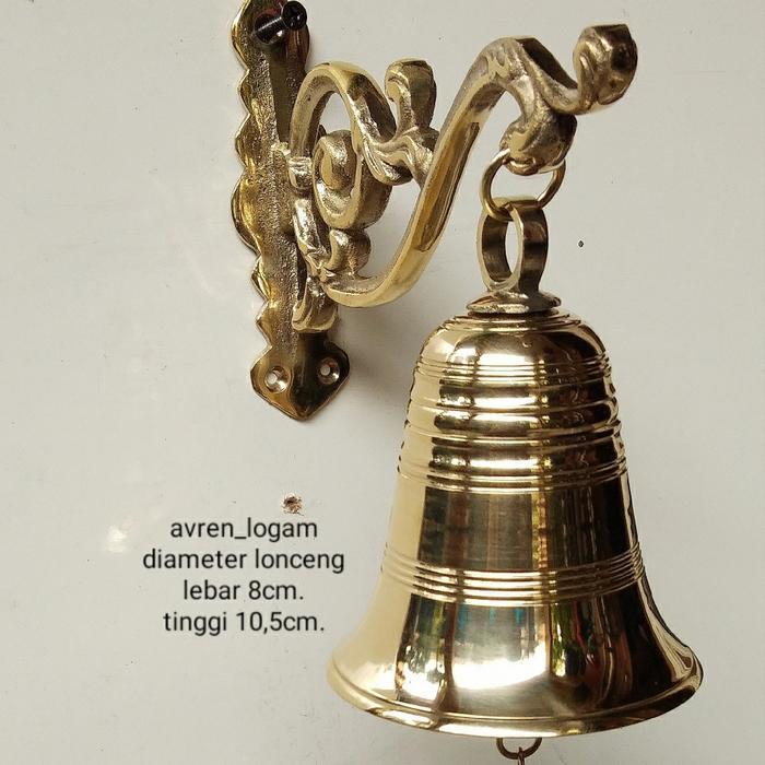 PROMO  Bel lonceng pintu kuningan antik 15cm. - kuning brass, 8cm.x10,5cm.