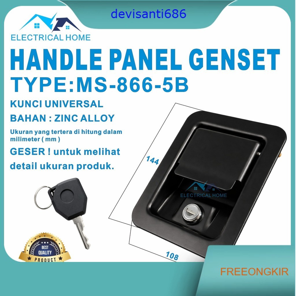 Kunci Handle Lock Panel Genset / Door Lock Genset (144mm) 5B