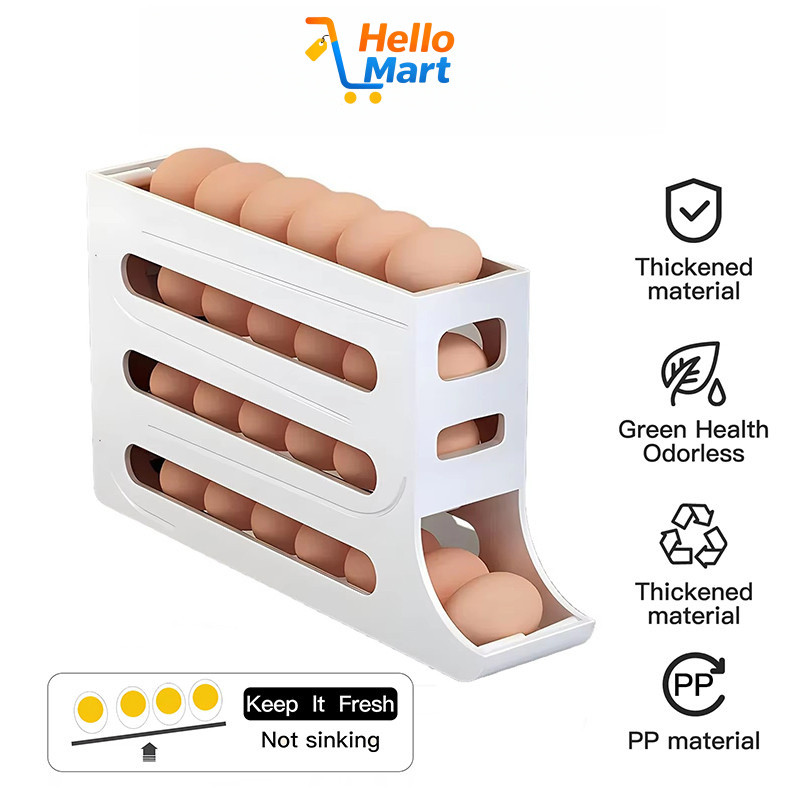 (PROMO)‼️  Rak Telur kulkas 4 Susun cuci gudang barang murah – Tempat Telur Dapur , Egg Storage Mini