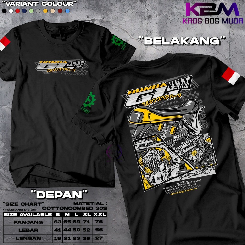 Kaos Honda GL Full Story / Kaos Atasan Pria / Kaos Mesin Motor / Kaos Mesin Motor / Kaos Racing / Ba