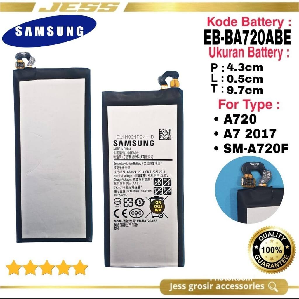 Baterai Samsung Galaxy A7 2017 & A720 & A720F & SM-A720F Kode Batre EB-BA720ABE Battery Original