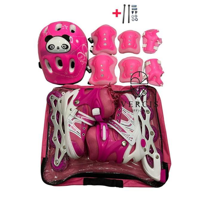 Vercis Sepatu Roda Anak Perempuan & Laki-laki Outdoor Model Terbaru Frame Aluminium Rem Kanan Tas Mu