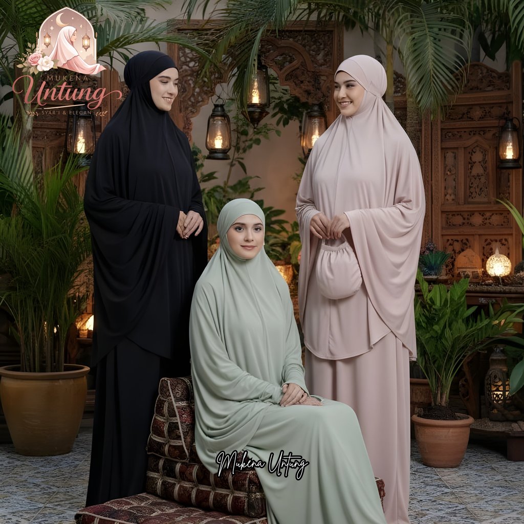 Telekung 2in1 Jersey Polos Elegan Tunik- Mukena Adem Lembut TERBARU