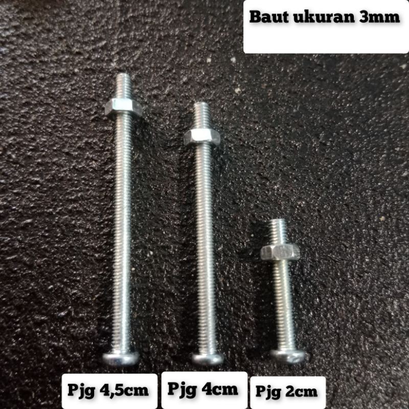 BBT - 10.set Baut+mur 3mm panjang 2cm/4cm/4,5cm Baut kipas baut contra speakon soket spikon baut uku