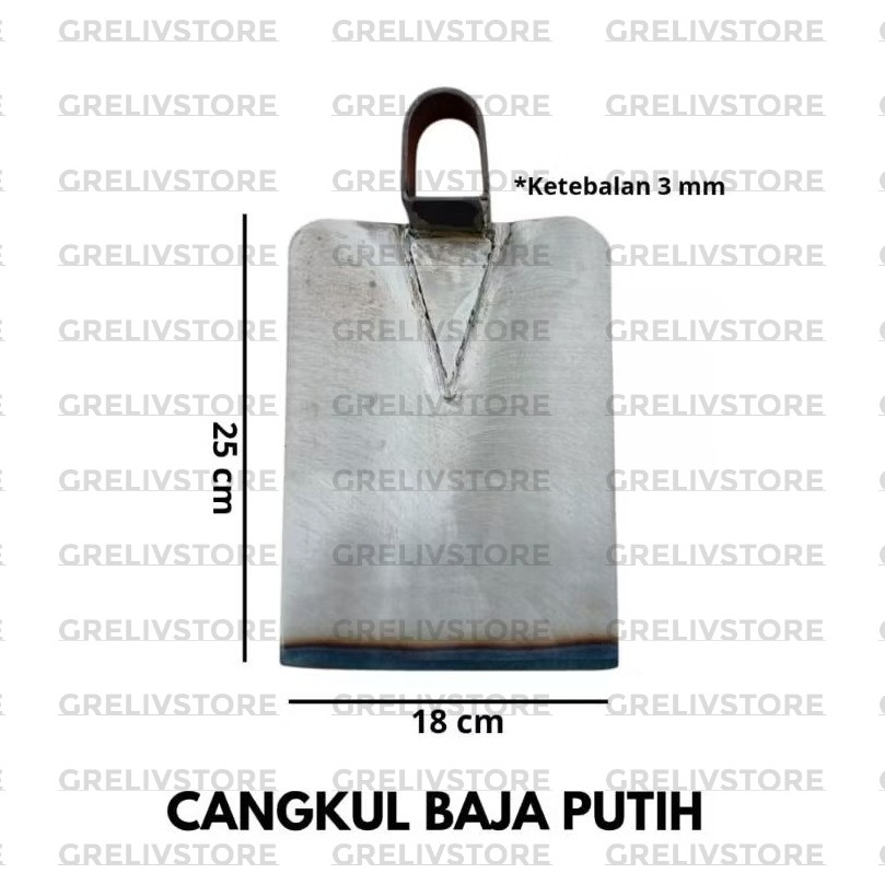 Cangkul Bahan Baja Putih Finishing Halus - Cangkul Pacul Baja Putih Anti Lengket - Cangkul Pacul