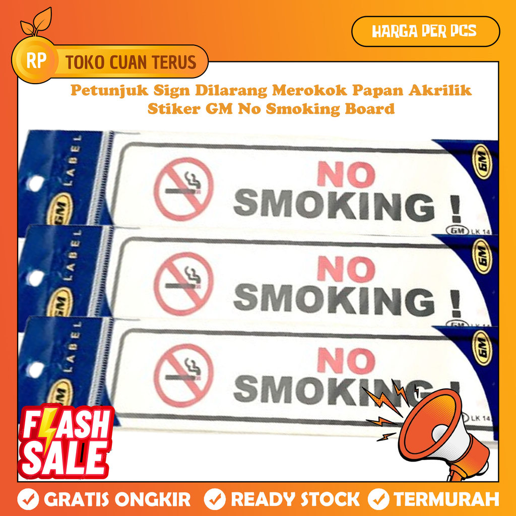 Sign Board Akrilik Dilarang Merokok Sticker Label Ruangan Kantor Masjid Mushola Sekolah Kafe Hotel P