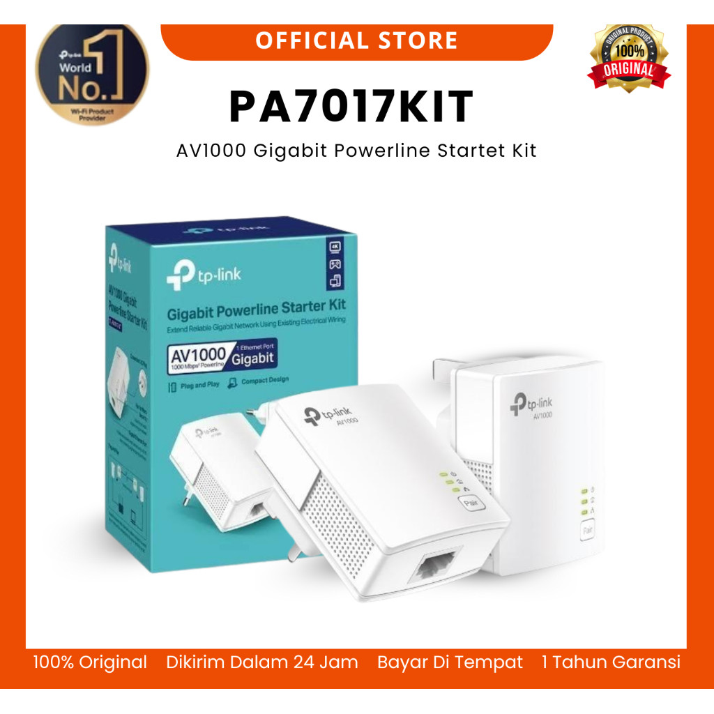 TP-Link TL-PA7017 KIT AV1000 Gigabit Powerline Starter Kit TPLINK