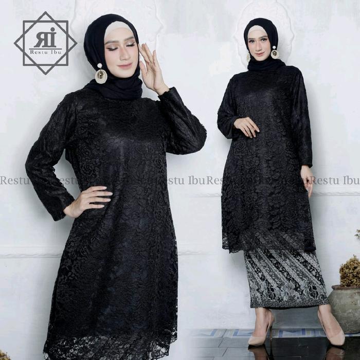 Dewi • SETELAN KEBAYA MODERN / KEBAYA TUNIK BROKAT MODEL SIMPLE / KEBAYA JUMBO WANITA MUSLIMAH / KEB