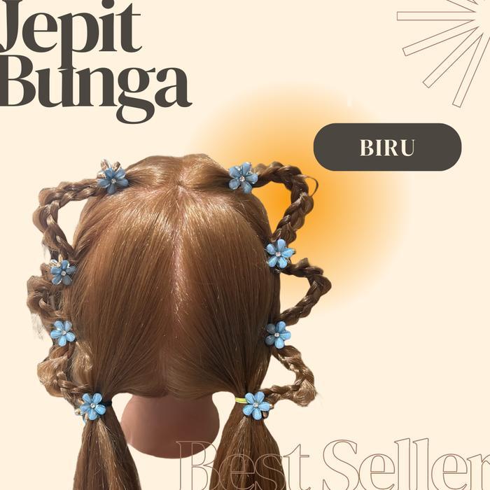 Aksess Jepit Rambut Bunga Petal Anak Perempuan Impor Korea - Biru